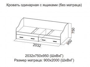 Кровать одинарная с ящиками (Без матраца 0,9*2,0) в Алапаевске - alapaevsk.магазин96.com | фото